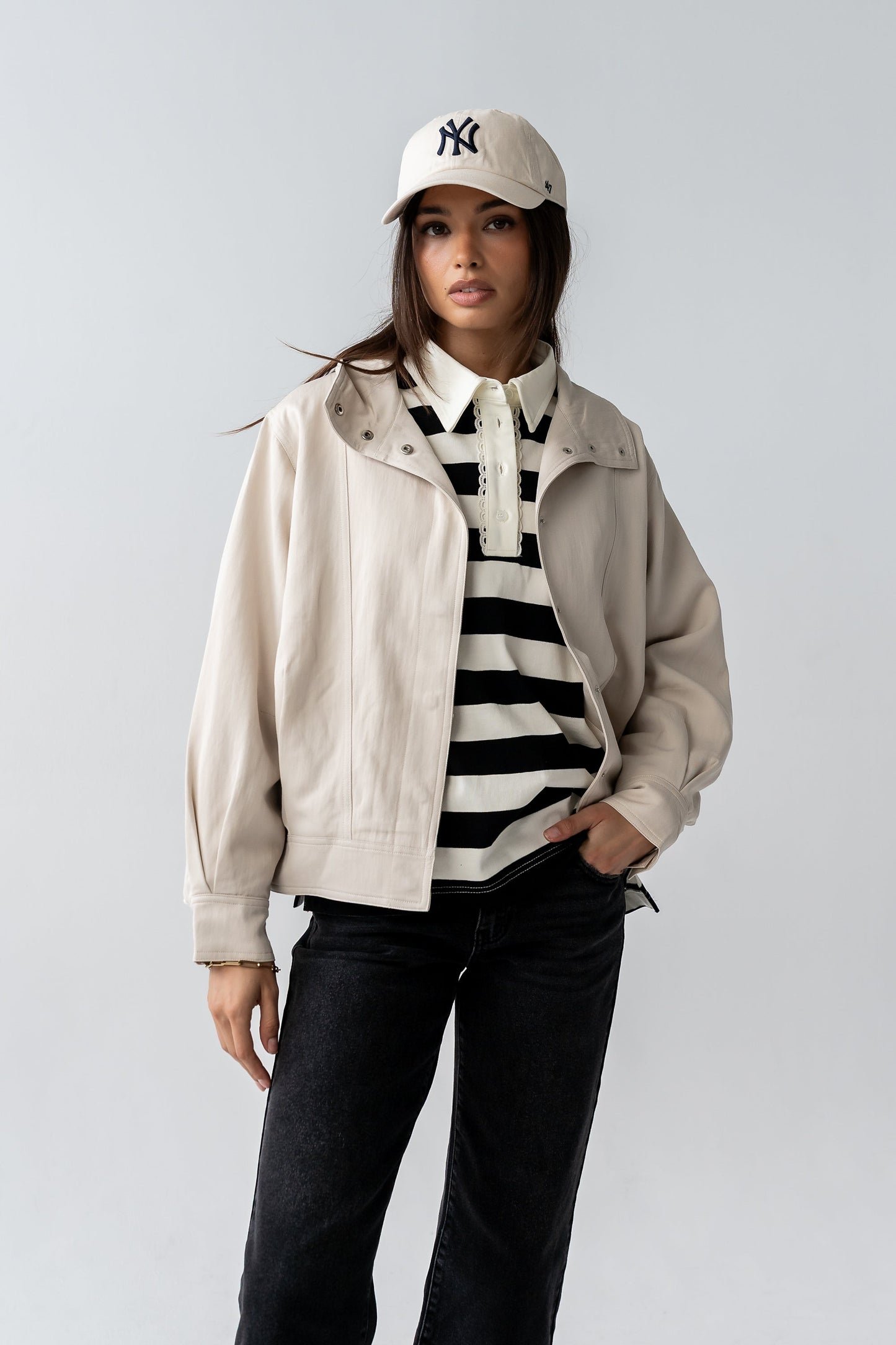 Hamlin Striped Top in Black