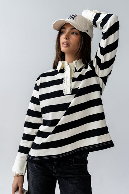 Hamlin Striped Top in Black