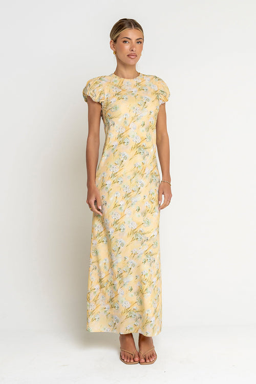 Ellianna Floral Maxi Dress in Butter Yellow