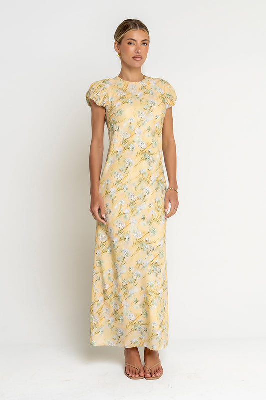 Ellianna Floral Maxi Dress in Butter Yellow