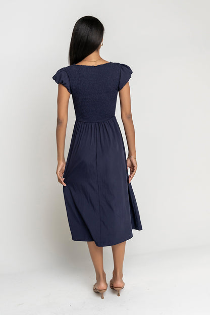Harshell Smocked Midi Dress