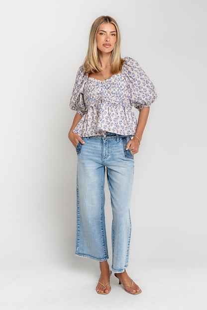 Corina Cropped Wide Leg Jeans