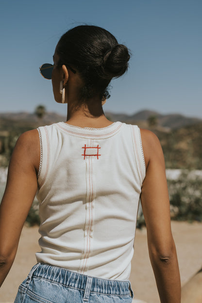 Daniella Ribbed Tank in Ivory