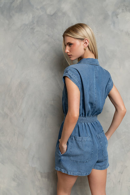Halston Denim Romper