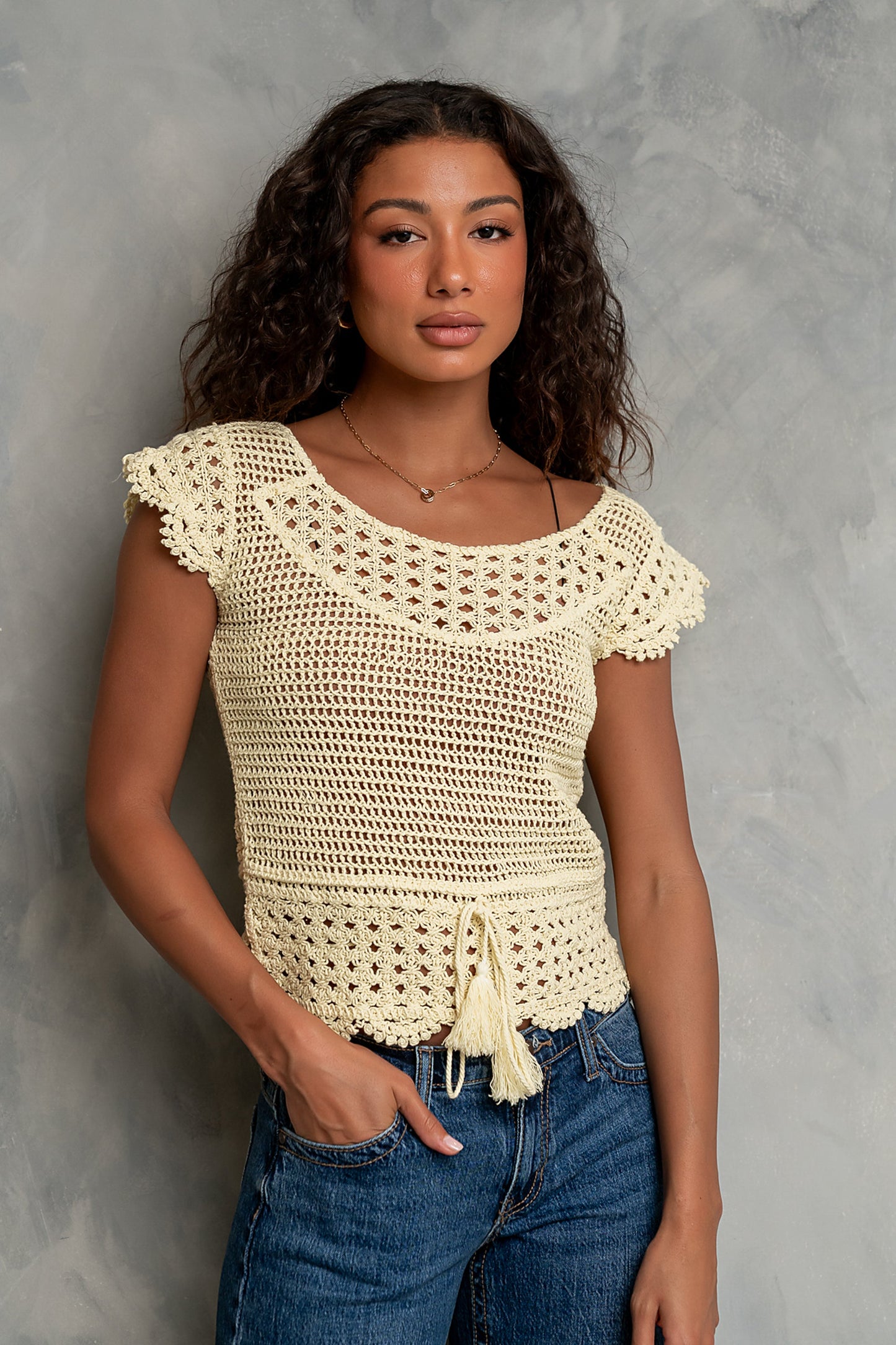 Gabi Crochet Top in Yellow