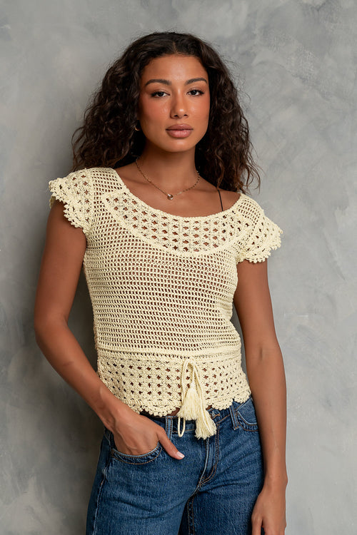 Gabi Crochet Top in Yellow