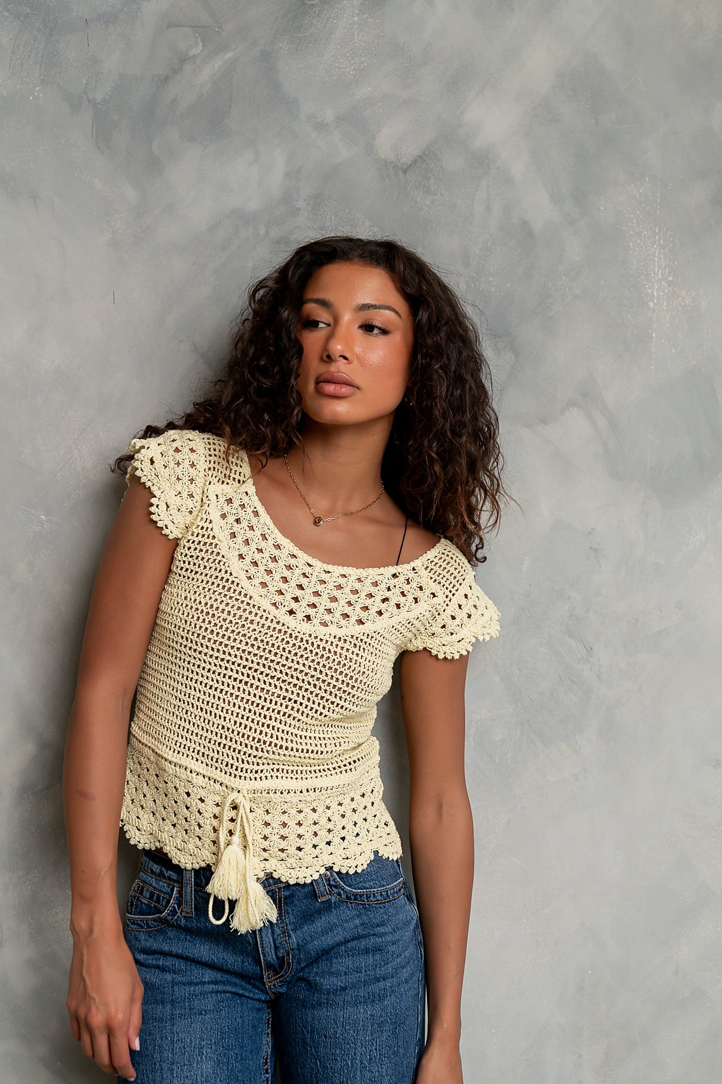 Gabi Crochet Top in Yellow