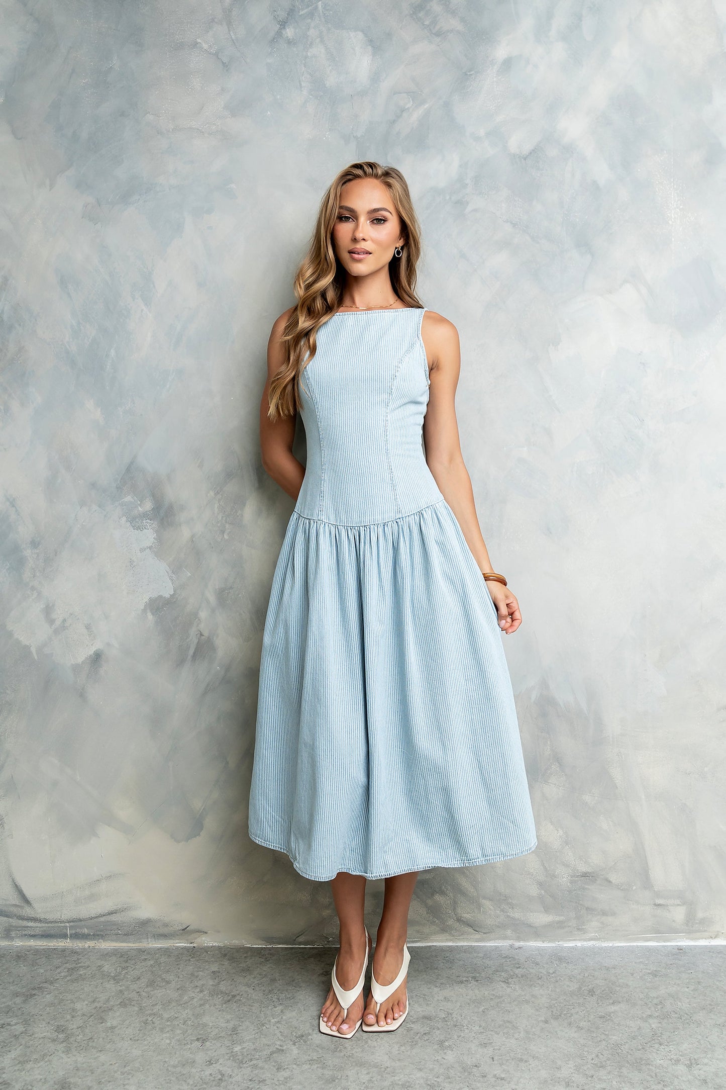 Bella Striped Denim Dress