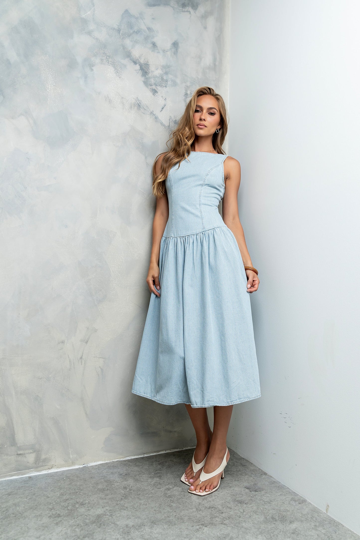 Bella Striped Denim Dress