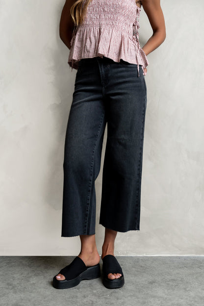 Colette Wide Leg Jeans in Faded Black