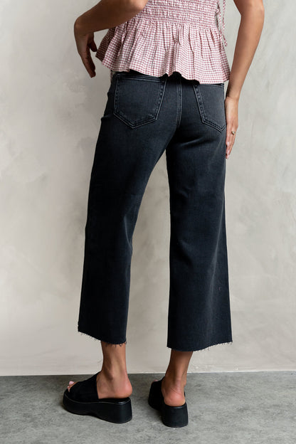 Colette Wide Leg Jeans in Faded Black