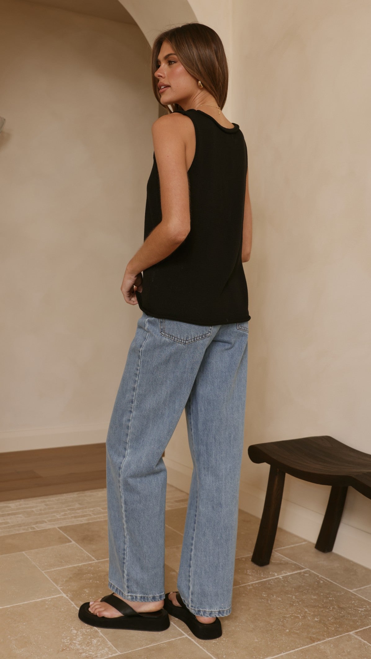 Annie Scoop Neck Tank - Black