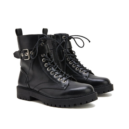 Buckle Combat Leather Boots