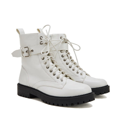 Buckle Combat Leather Boots