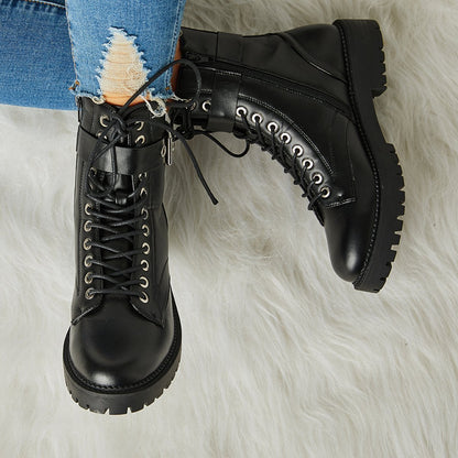 Buckle Combat Leather Boots
