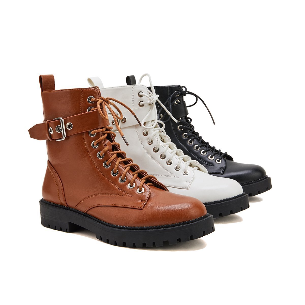 Buckle Combat Leather Boots