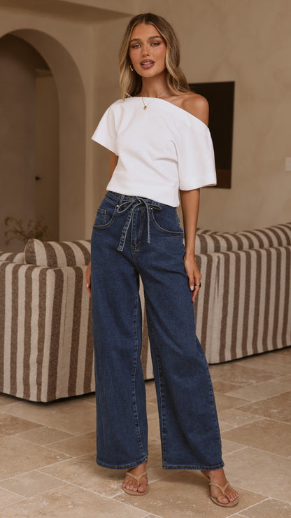 Nyra Wide Leg Jeans - Dark Denim