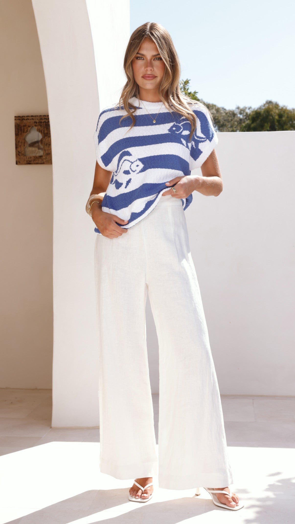 Orelia Top - Blue Stripe