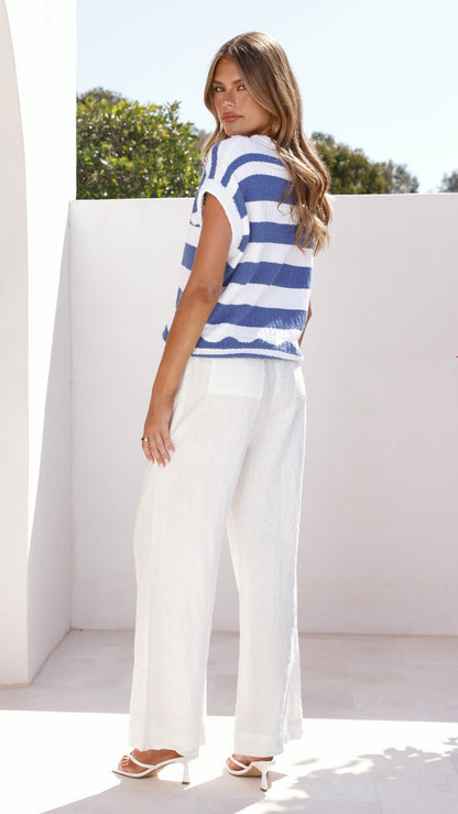 Orelia Top - Blue Stripe