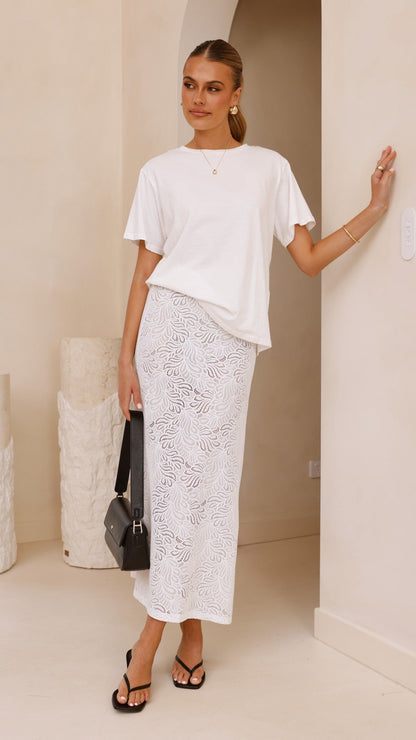 Louisa Lace Maxi Skirt - White