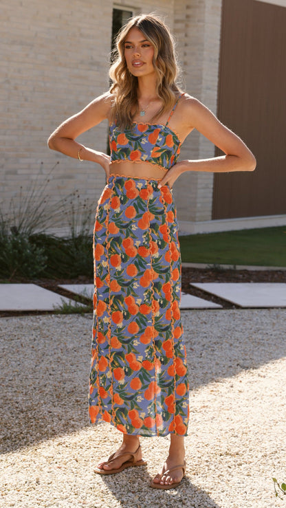 Nova Crop Top - Orange Print