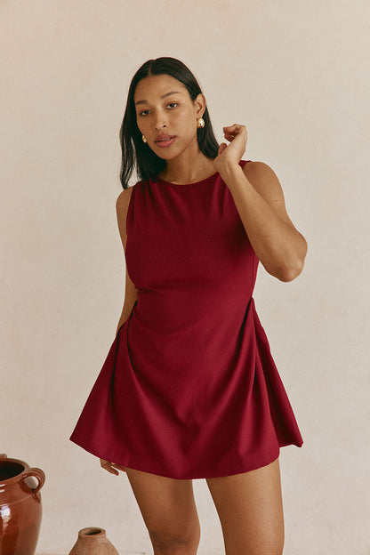 SAMPLE-Camellia Dress - Burgundy