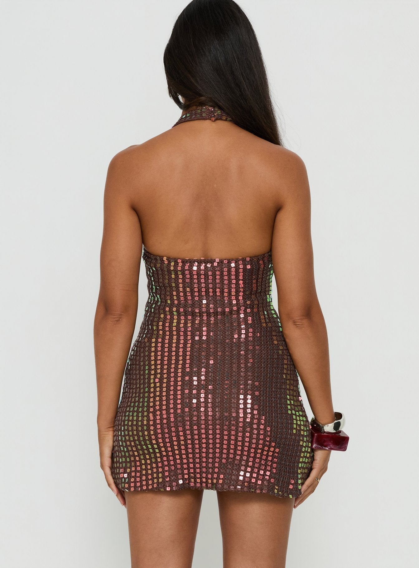Codamo Mini Dress Dark Brown Shimmer