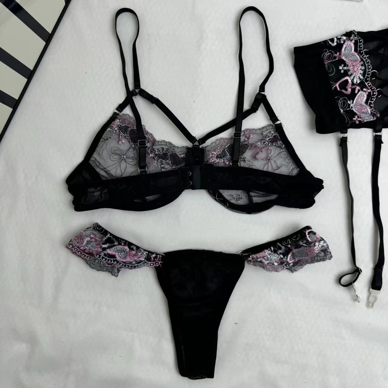 Embroidered Netting Three-Piece Set