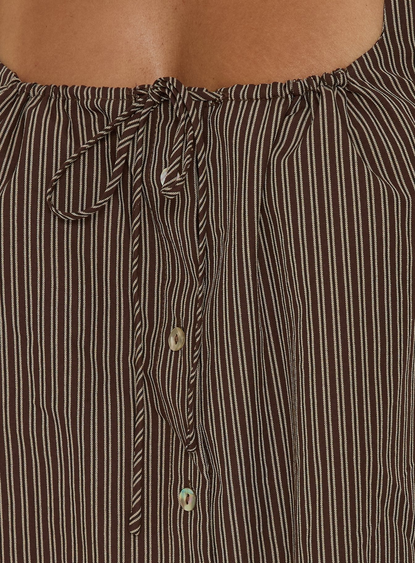 Bambalina Babydoll Mini Dress Brown Stripe