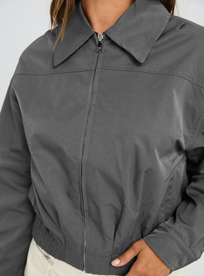 Call You Up Bomber Jacket Charcoal