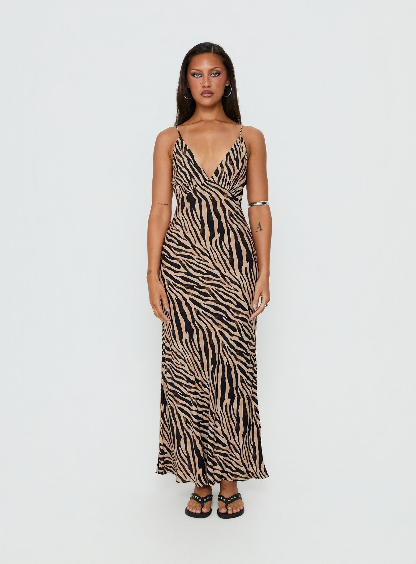 Cherilynn V Neck Maxi Dress Zebra