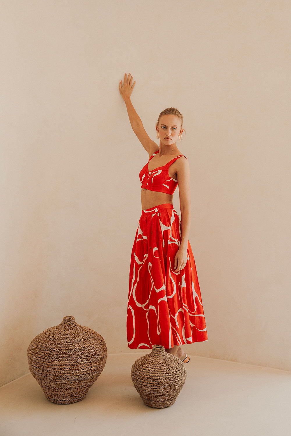 SAMPLE-Dien Wrap Skirt - Evoke Red