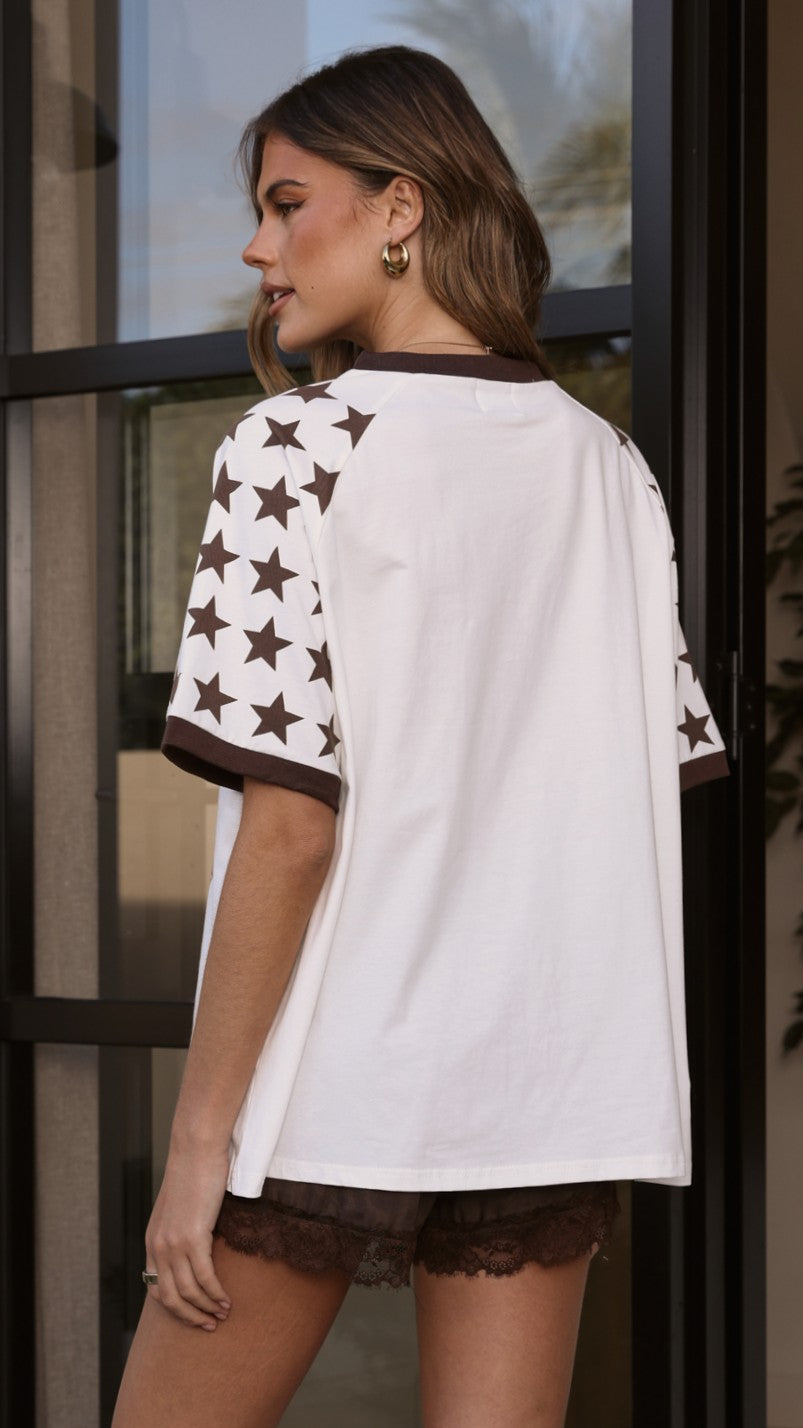 Ride Or Die Oversized T-Shirt - White/Brown