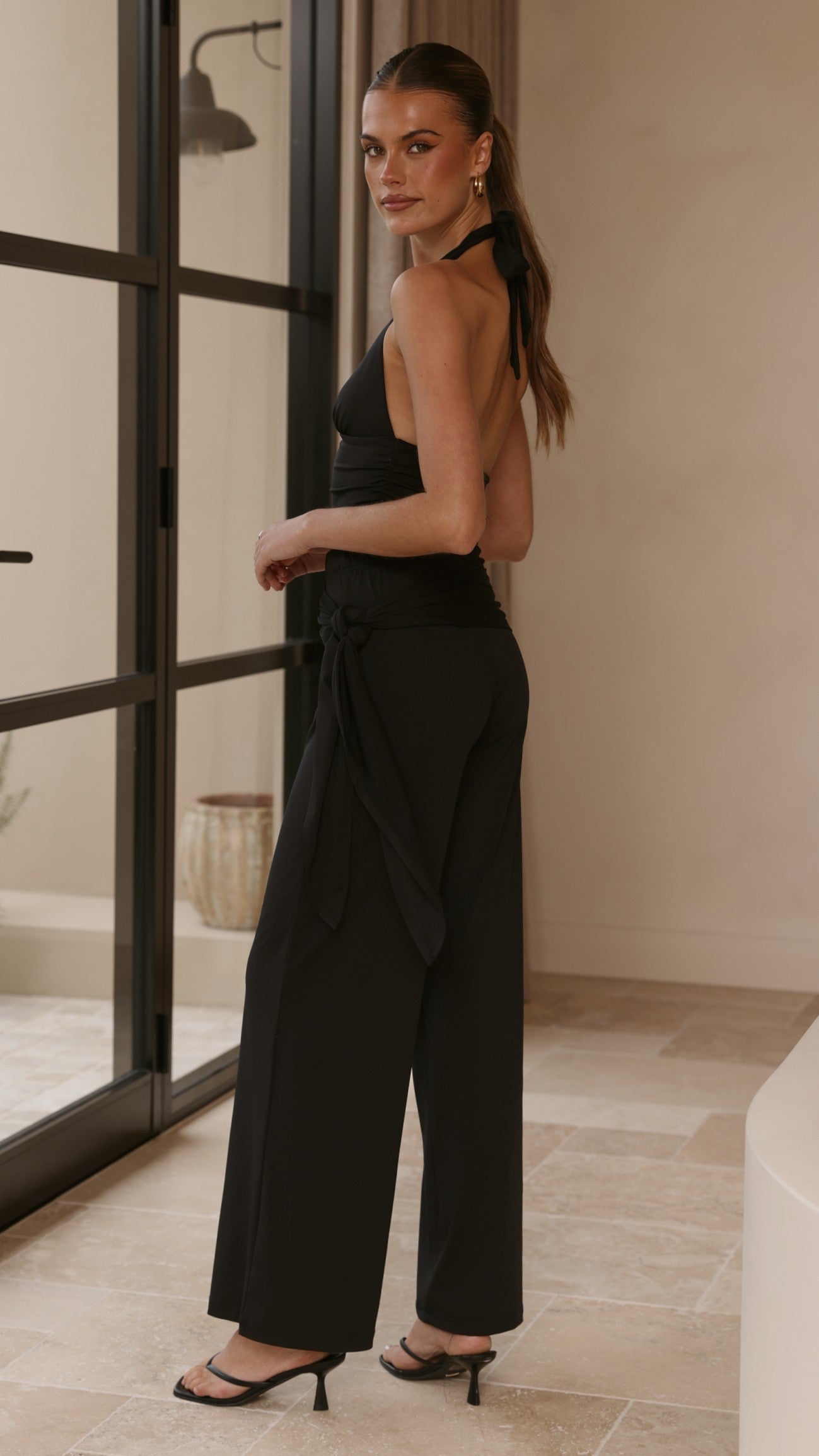 Sarki Wrap Waist Pants - Black