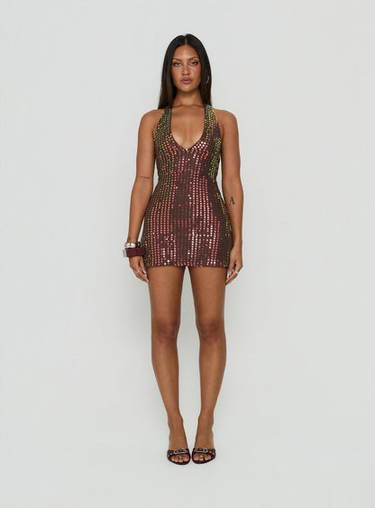 Codamo Mini Dress Dark Brown Shimmer