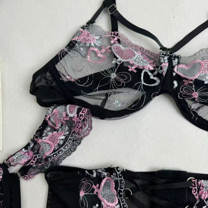 Embroidered Netting Three-Piece Set