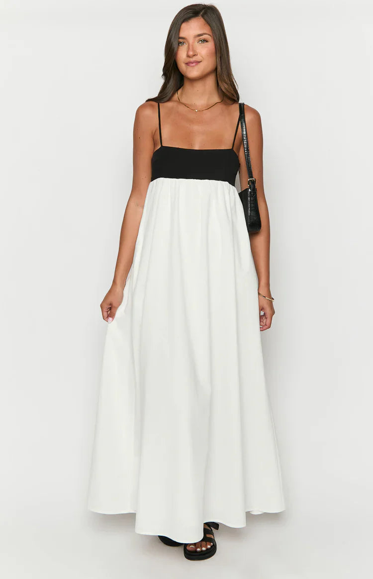 Akari White Contrast Maxi Dress - PRE ORDER