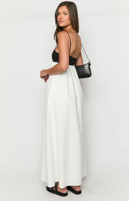 Akari White Contrast Maxi Dress - PRE ORDER
