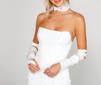 All Wrapped Up Asymmetrical Mini Dress