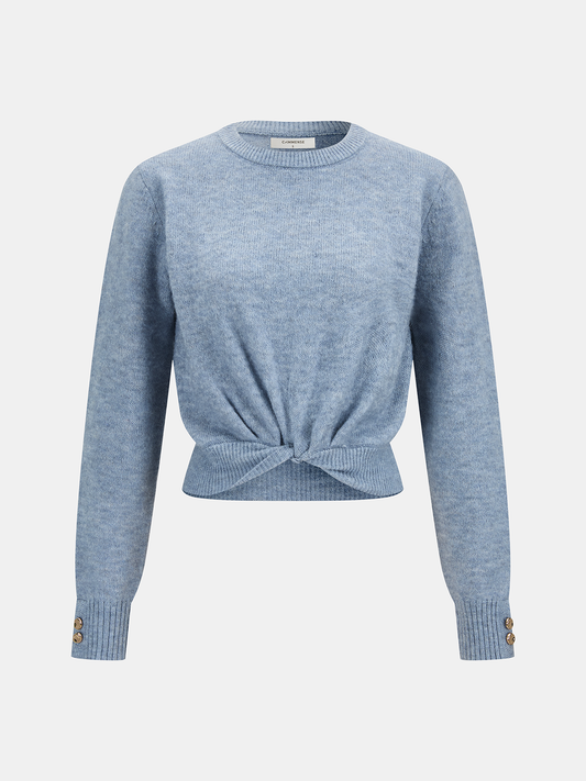 Wool-Blend Knot-Front Sweater