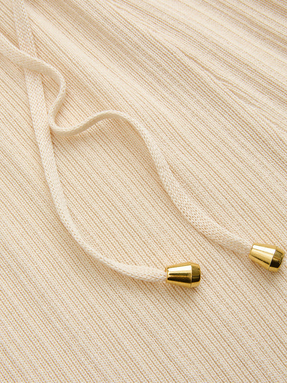 Contrast Trim Polo Top & Drawstring Pants Set