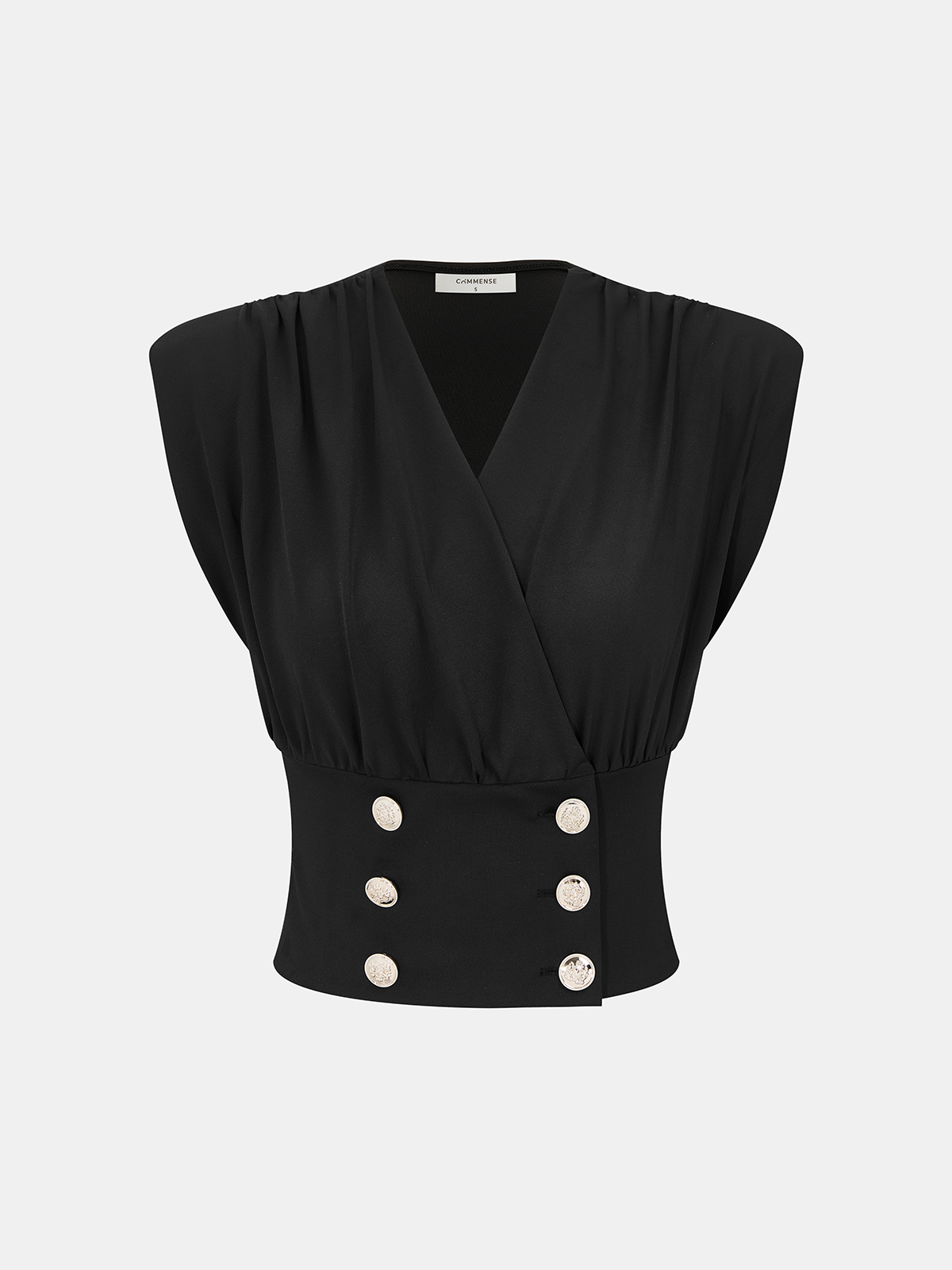 Double Breasted V-Neck Sleeveless Top
