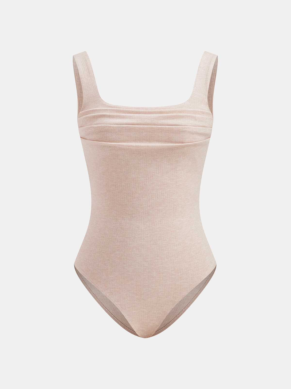 Square Neck Ruched Ribbed Bodysuit