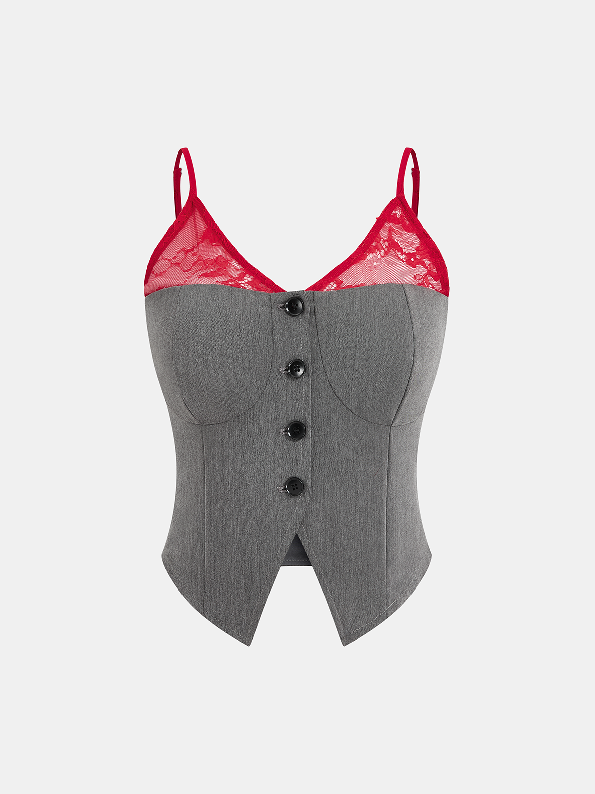 Contrast Lace Cami Vest & Pants Set with Scarf