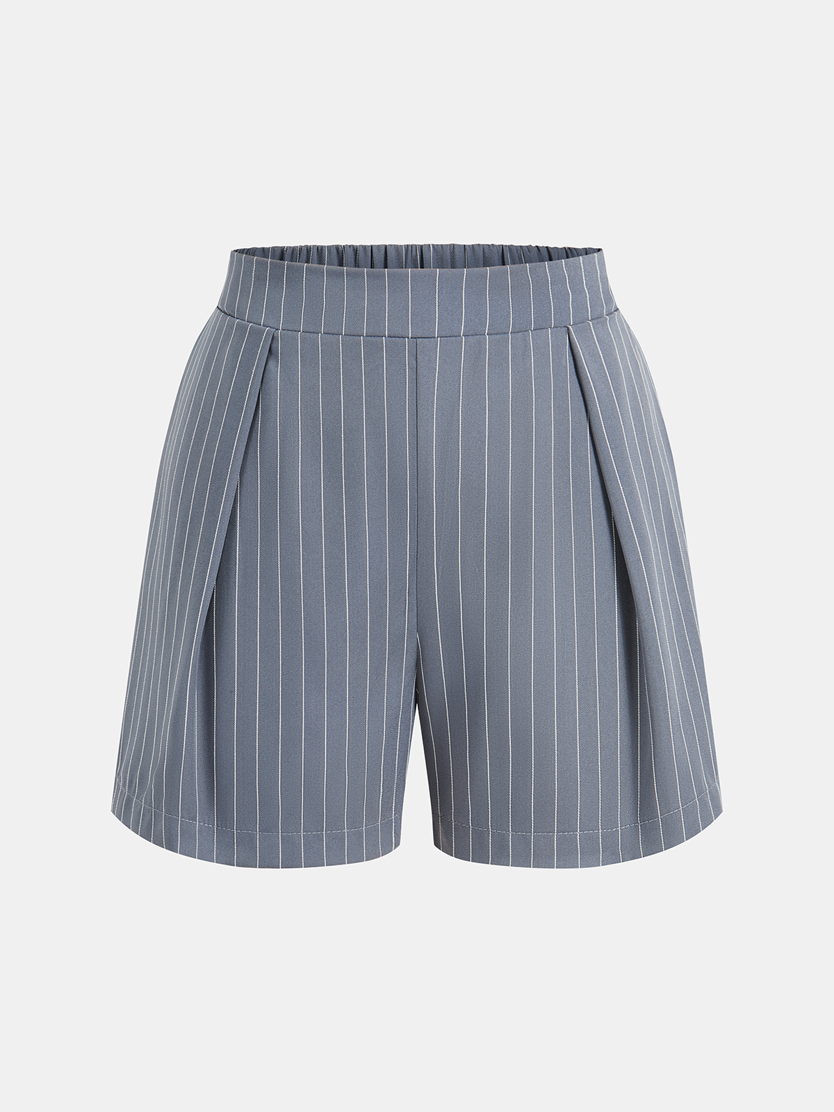 Striped Buttoned Vest & Pleated Shorts Set