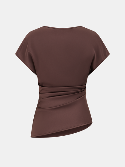 Ruched Asymmetrical Top & Midi Skirt Set