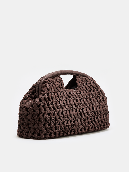 Straw Woven Cloud Clutch Bag