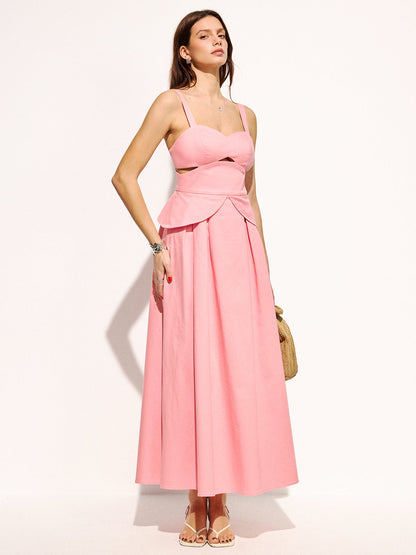 Cotton Cutout Strappy Maxi Dress