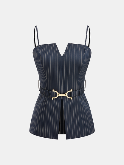 Pinstripe Cami Top & Wide Leg Pants Set