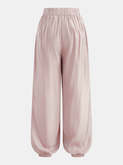 Elastic Waist Shiny Lantern Pants